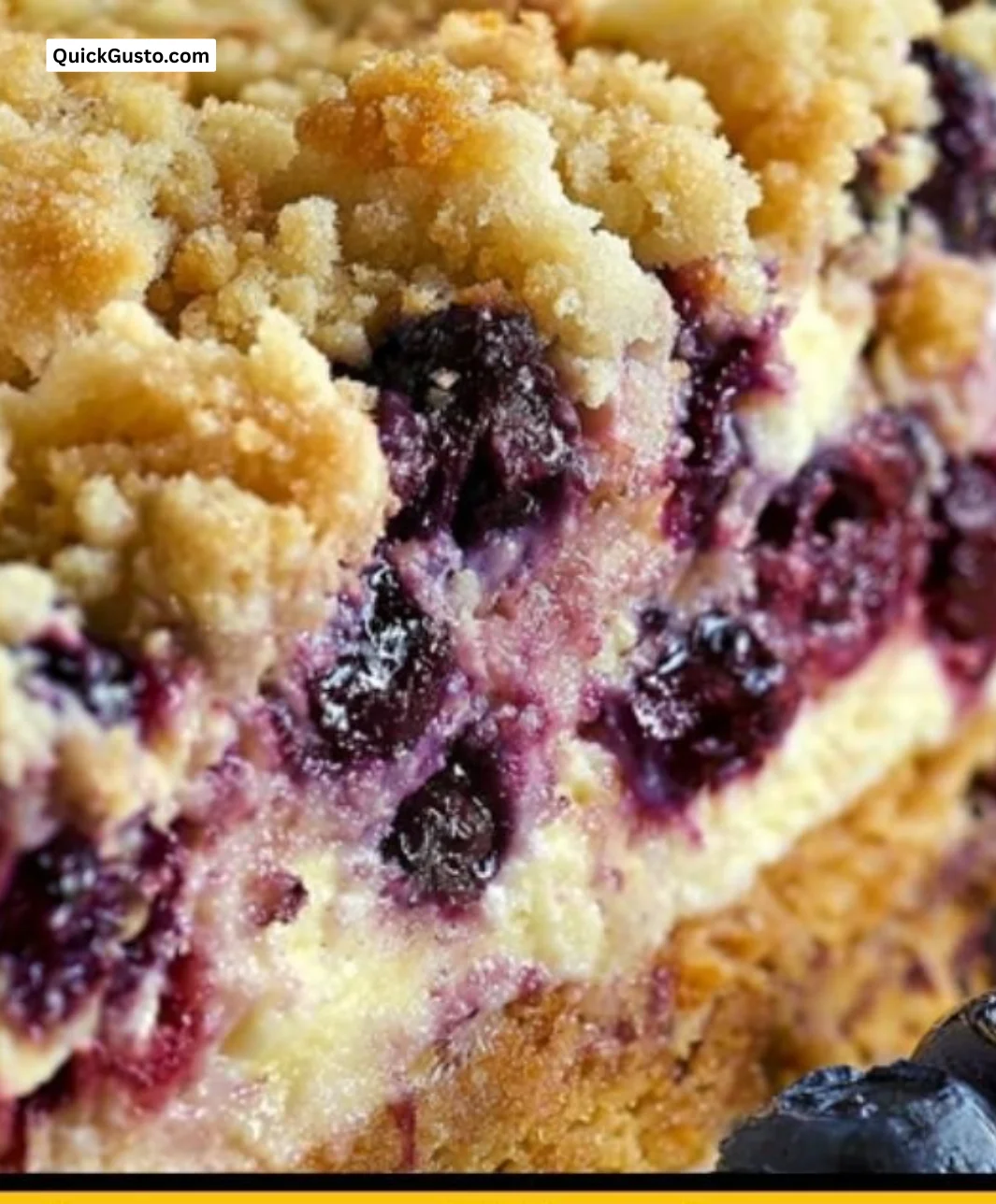Lemon Blueberry Crumble Cheesecake with a crunchy topping and vibrant blueberries