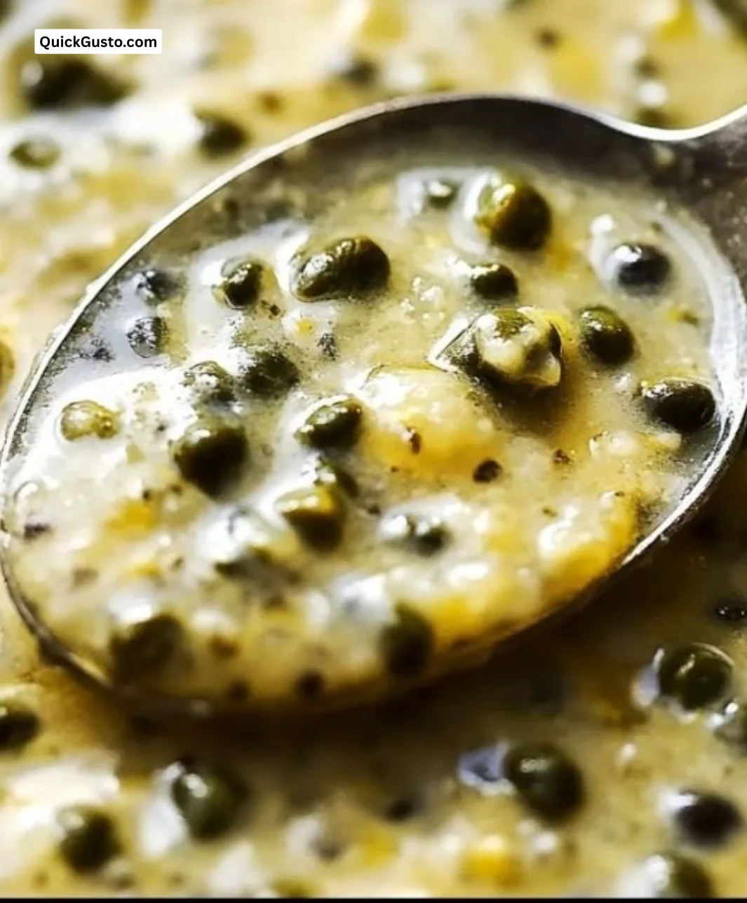 Homemade lemon caper sauce drizzled over a fish dish