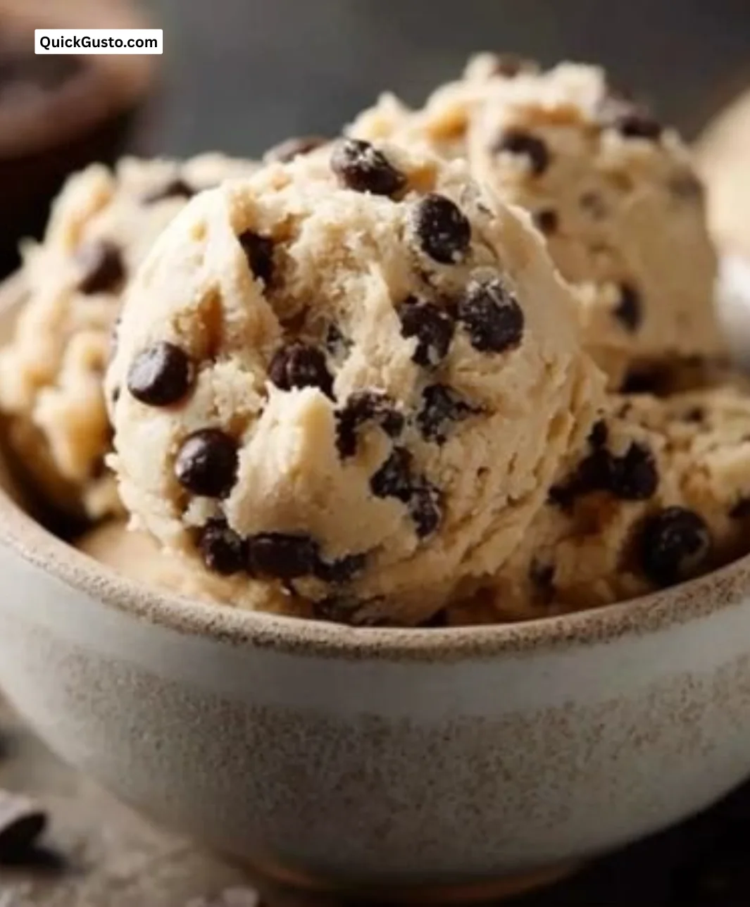 Delicious low carb high protein Greek yogurt cookie dough in a bowl
