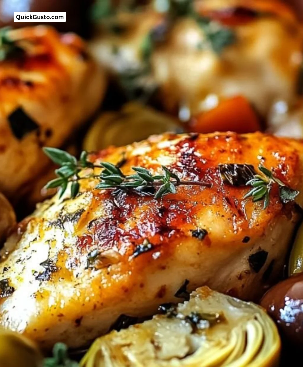 Grilled Mediterranean Chicken seasoned with herbs and served with fresh vegetables.