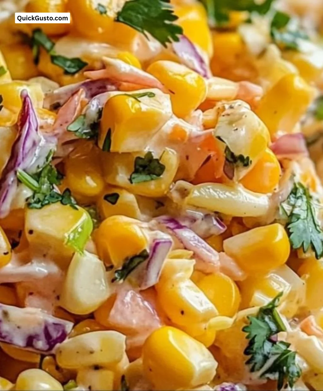 Bowl of Mexican Street Corn Coleslaw with colorful corn and cabbage mix