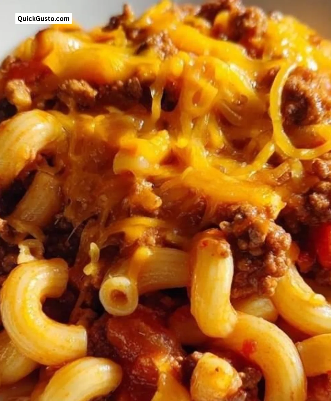 A delicious bowl of one-pot goulash with ingredients and spices