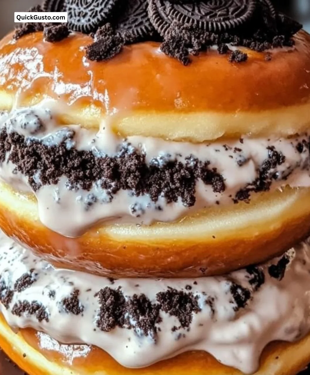 Oreo cheesecake stuffed donut burger with decadent toppings