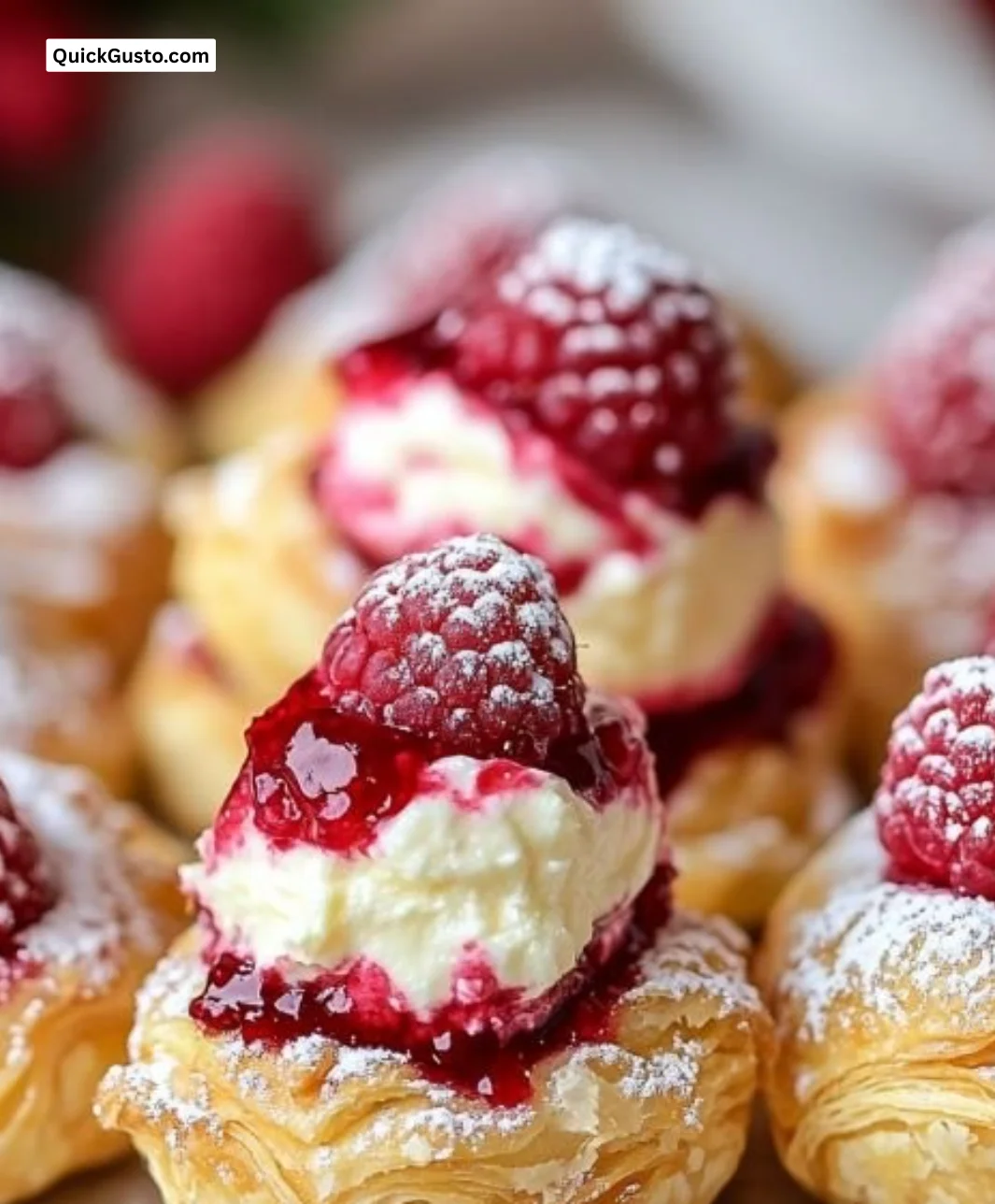 Delicious Raspberry Cream Cheese Bites served on a plate