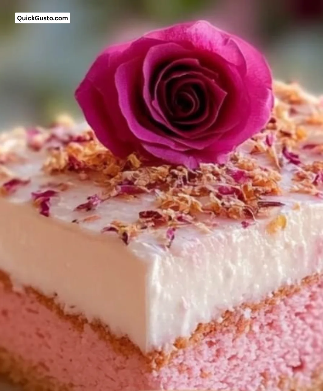 Beautifully decorated rose milk cake with a pink hue and floral design