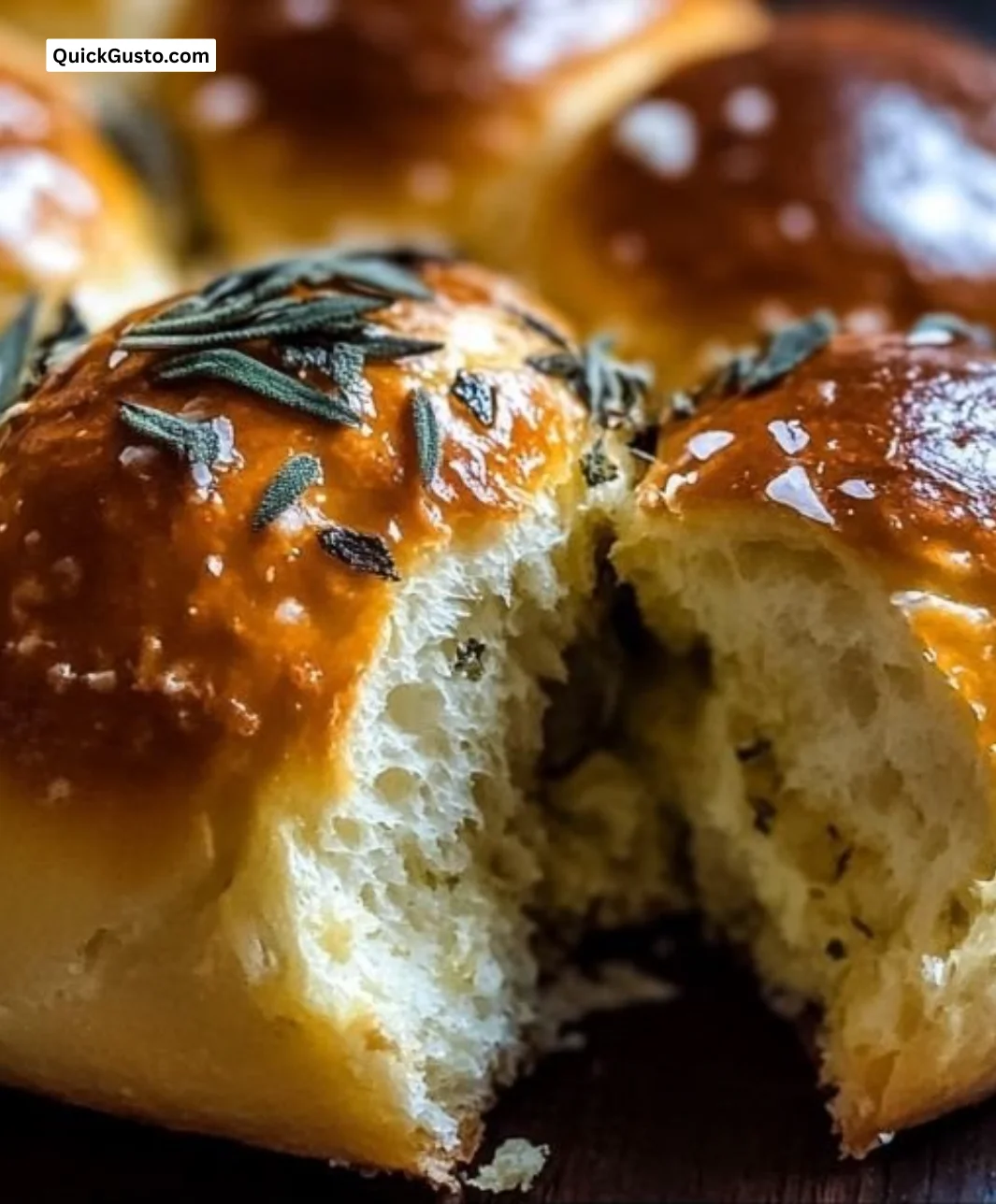 Salted Sage Honey Butter Brioche Rolls fresh out of the oven