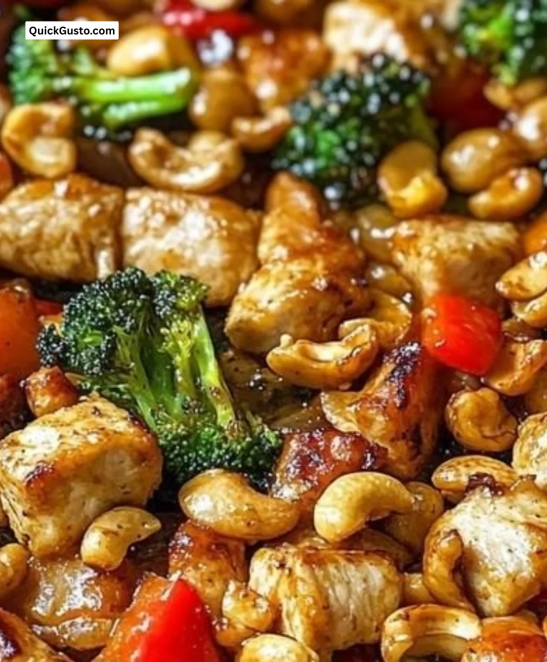 Delicious Sheet Pan Cashew Chicken served with vegetables on a platter.