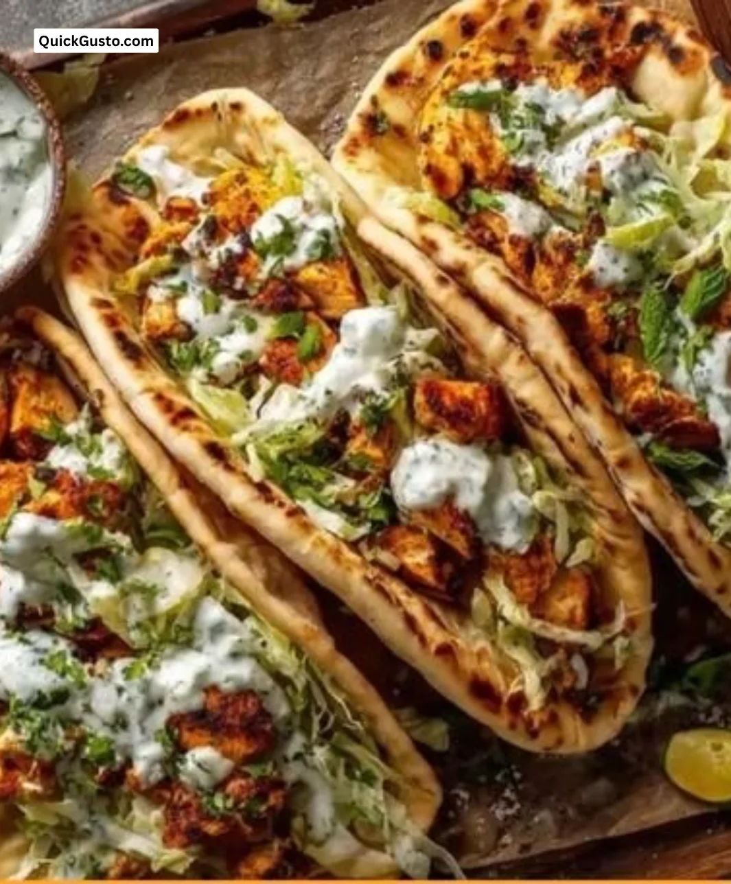 Sheet Pan Chicken Pitas served with Herby Ranch dressing on a plate