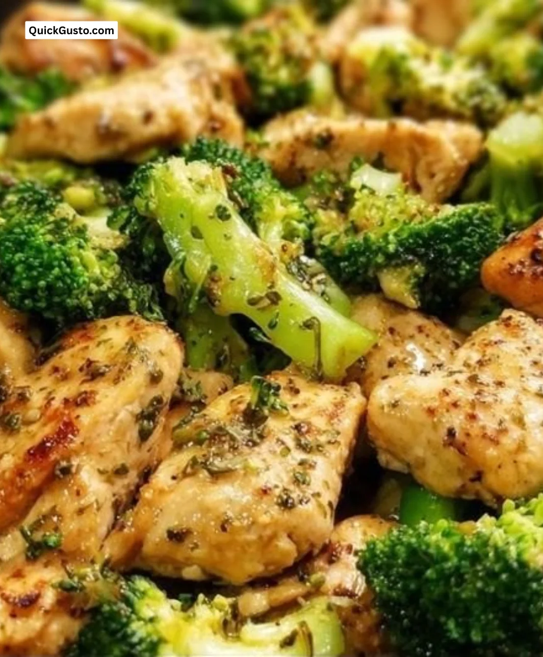 Skillet chicken and broccoli dish served in a skillet
