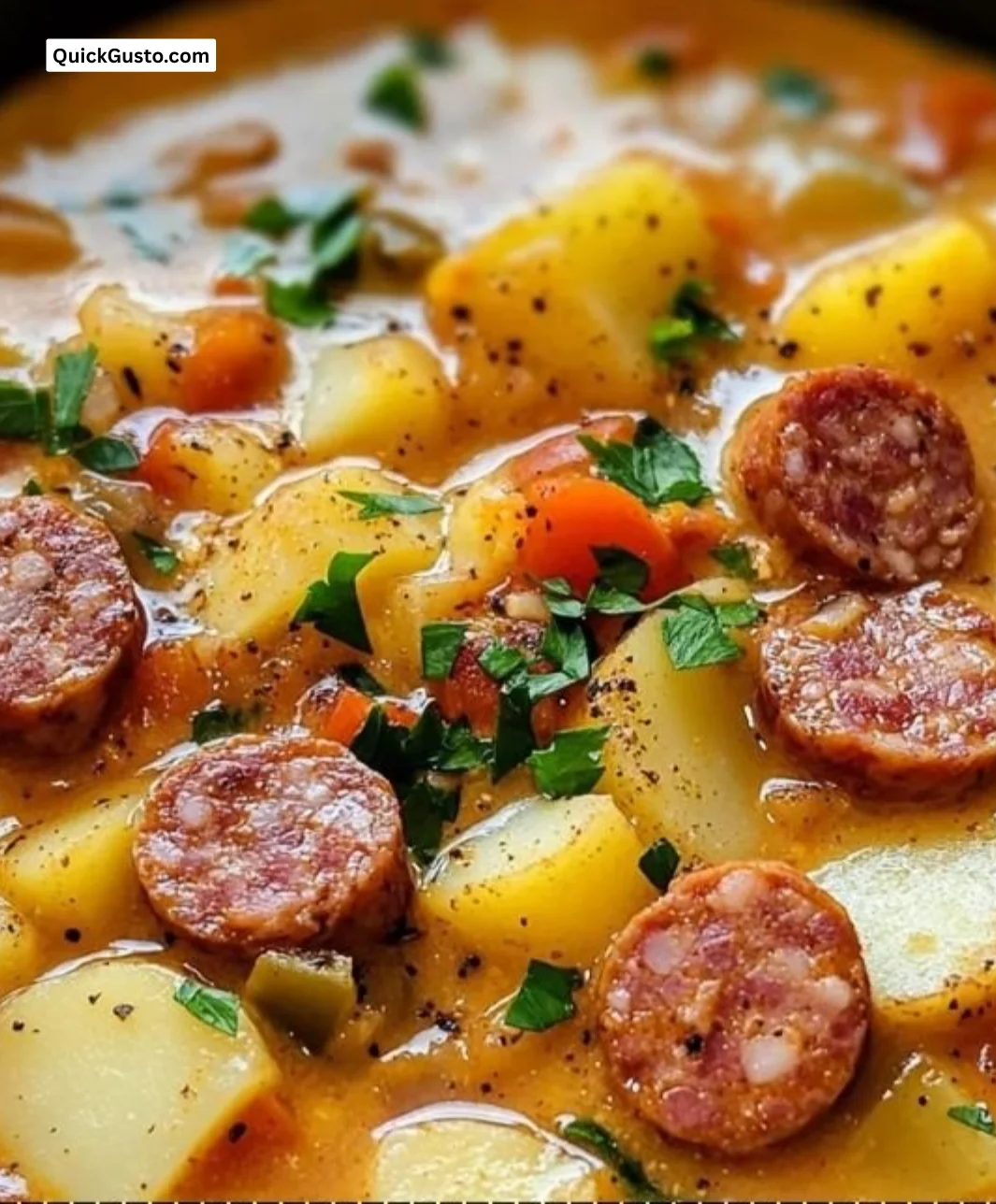 Slow Cooker Cajun Potato Soup in a bowl garnished with green onions