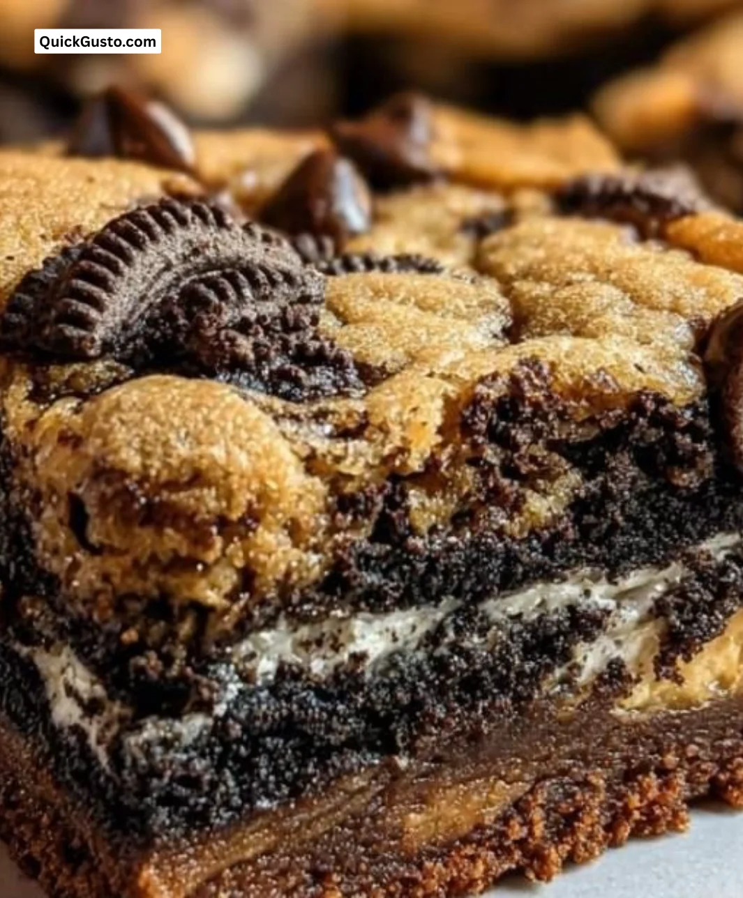 Delicious slutty brownies with layers of cookie dough and chocolate brownie