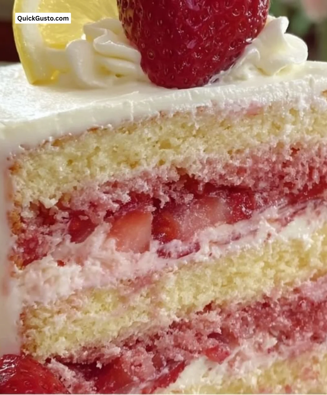 Delicious Strawberry Lemonade Cake with Fresh Strawberries and Lemon Zest