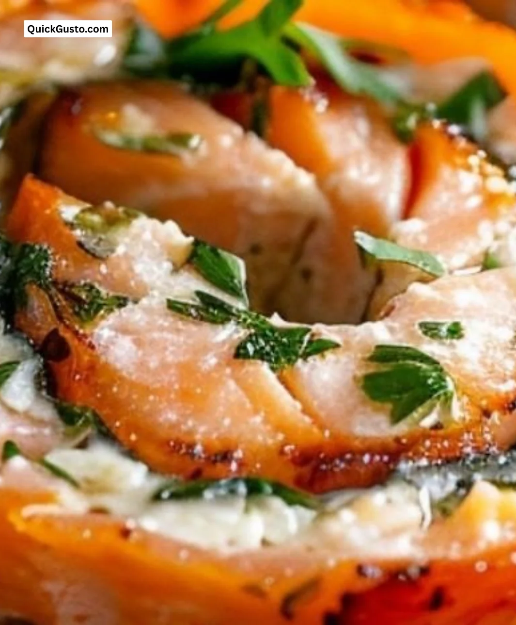 Stuffed salmon pinwheels with fresh herbs and creamy filling