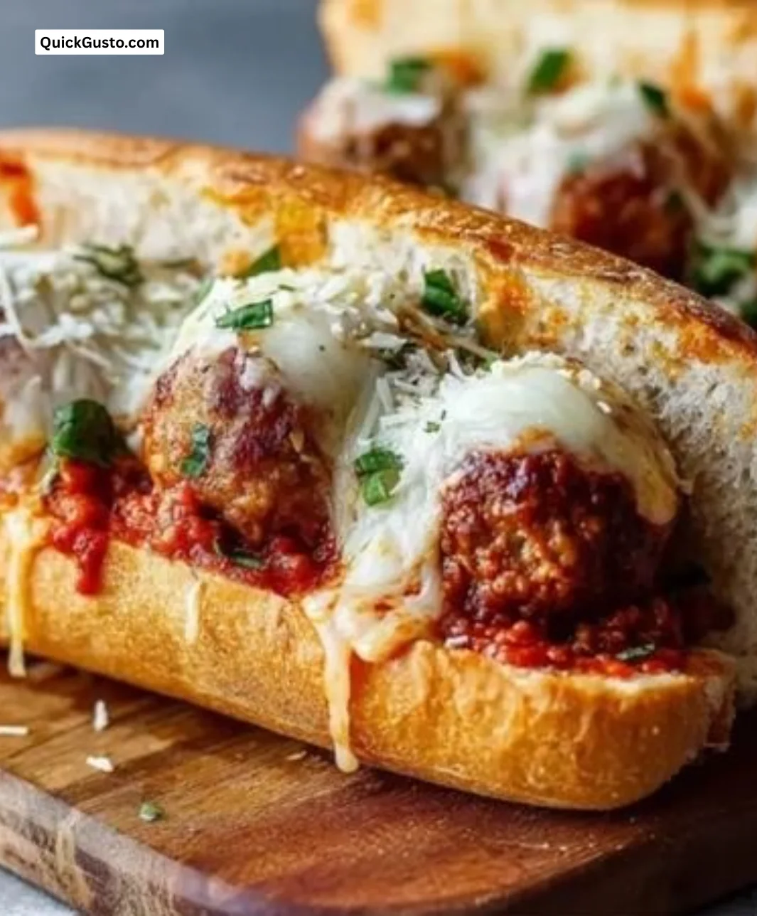 Delicious meatball subs with meatballs, marinara sauce, and melted cheese