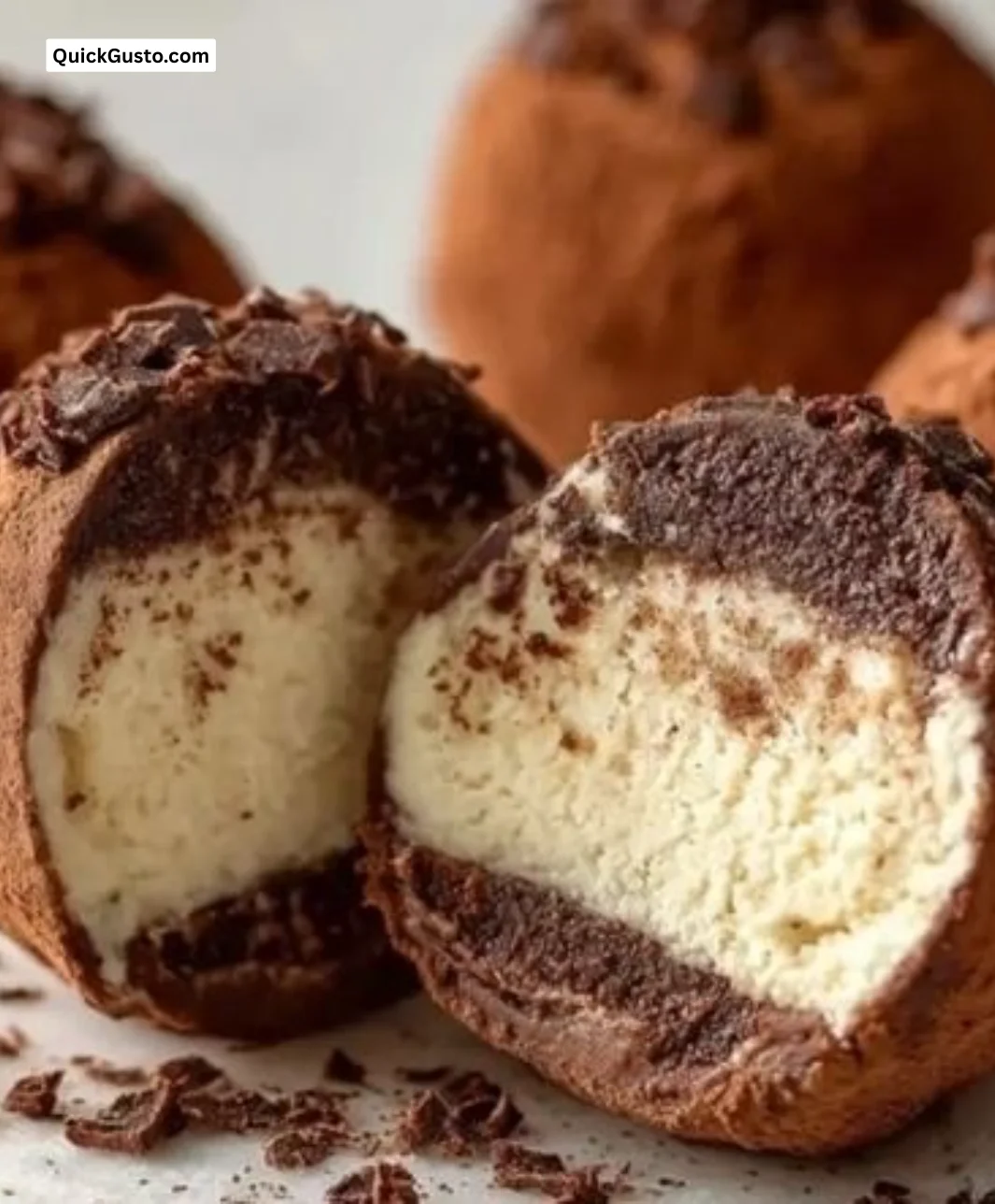 Delicious tiramisu truffles with coffee and chocolate flavor