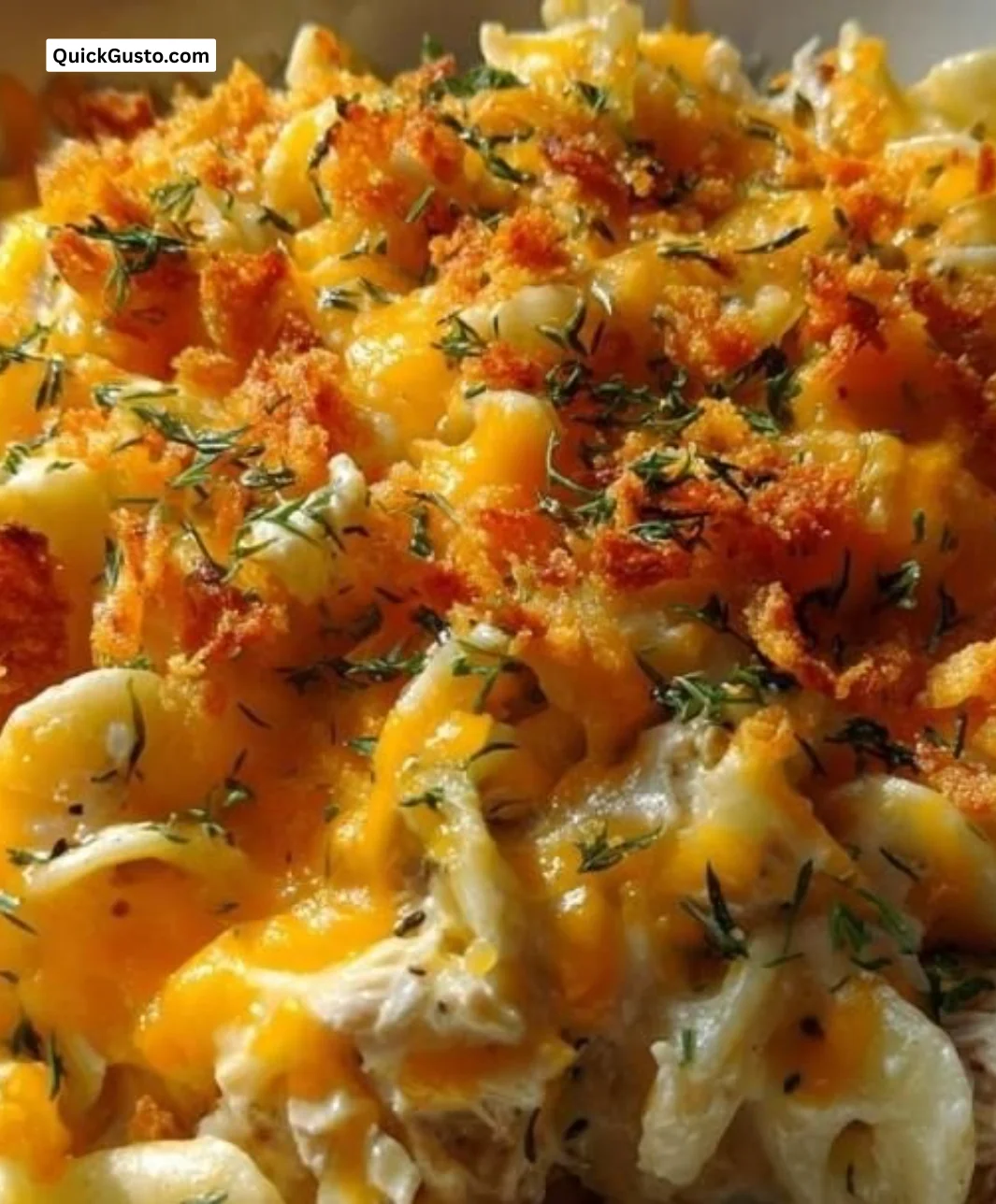 Delicious Tuna Noodle Casserole served in a baking dish
