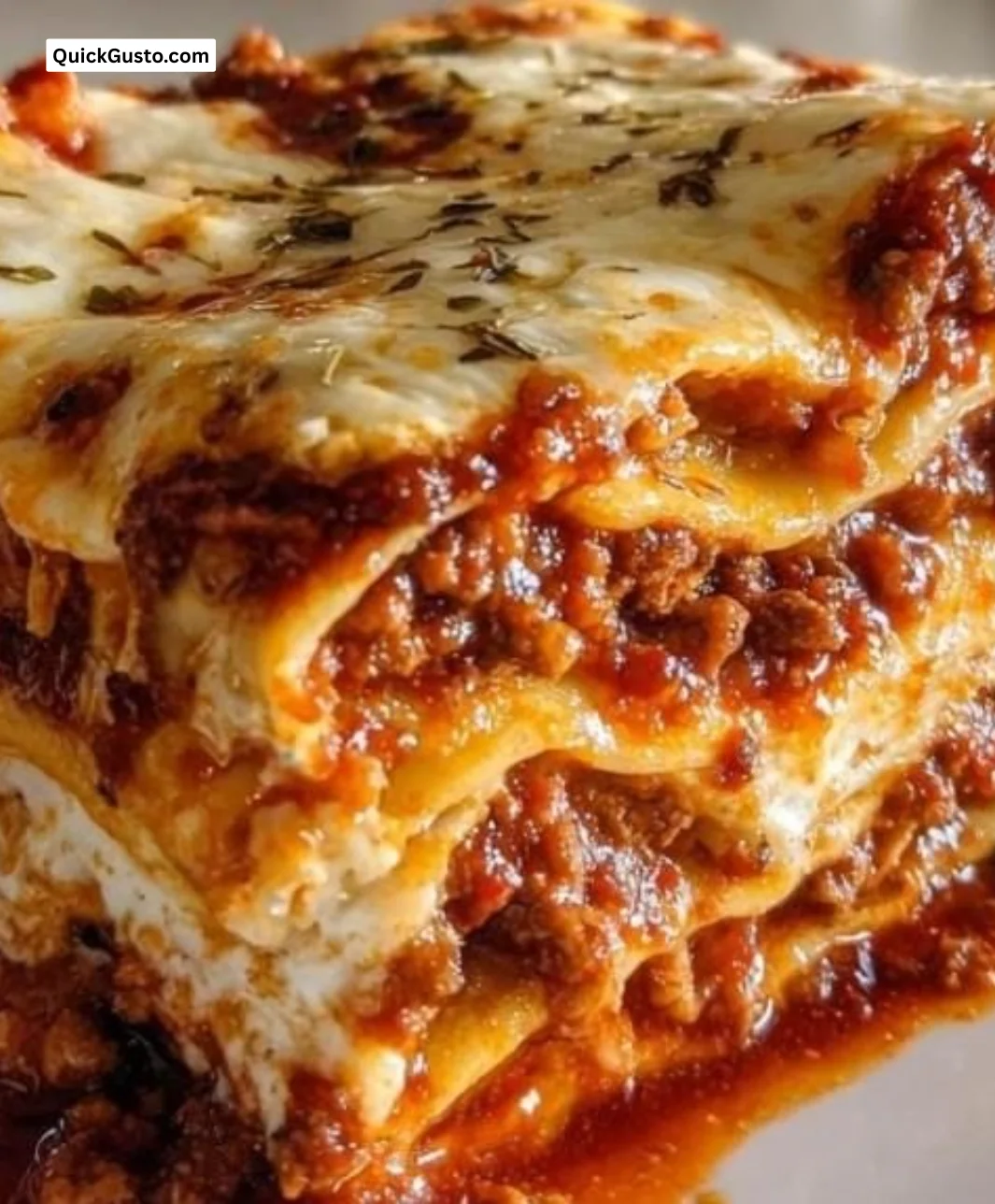 Delicious Ultimate Lasagna with layers of cheese and sauce