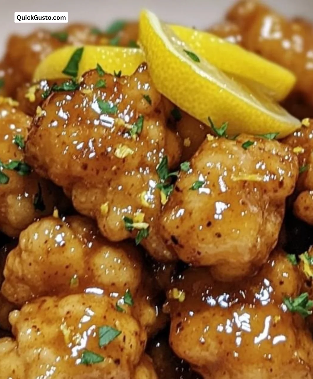 Vegan Lemon Pepper Glazed Cauliflower dish on a plate