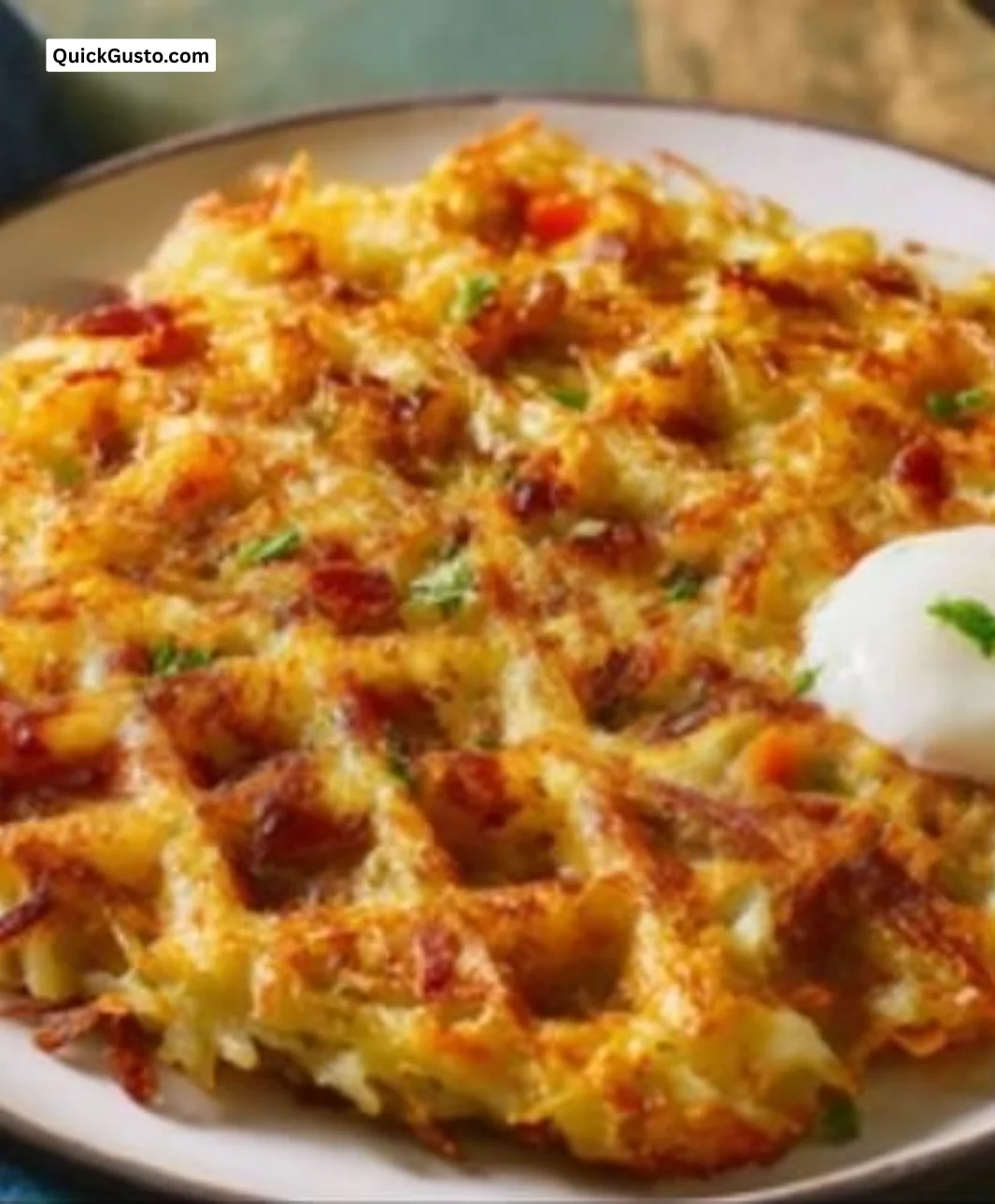 Crispy Wafflemaker Hash Browns served on a plate