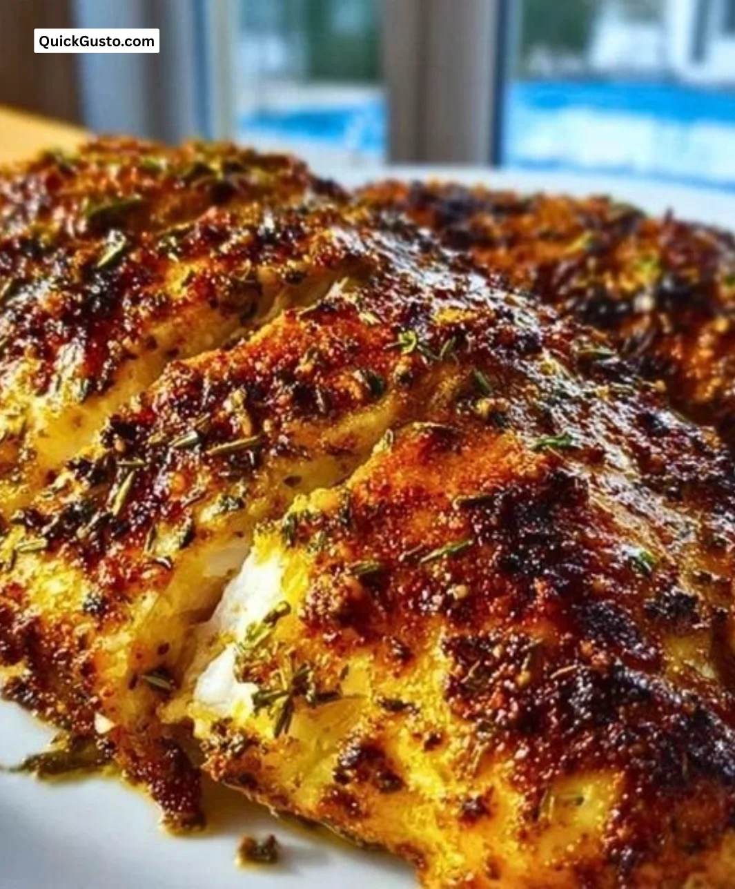 Crispy air fryer chicken served with vegetables and dipping sauce.