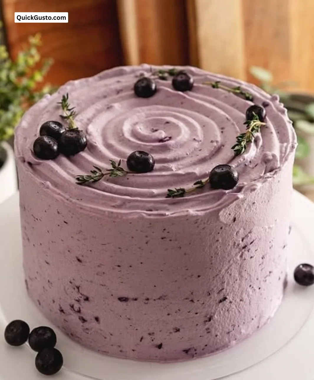 Delicious Blueberry Chiffon Cake served with fresh blueberries and whipped cream.