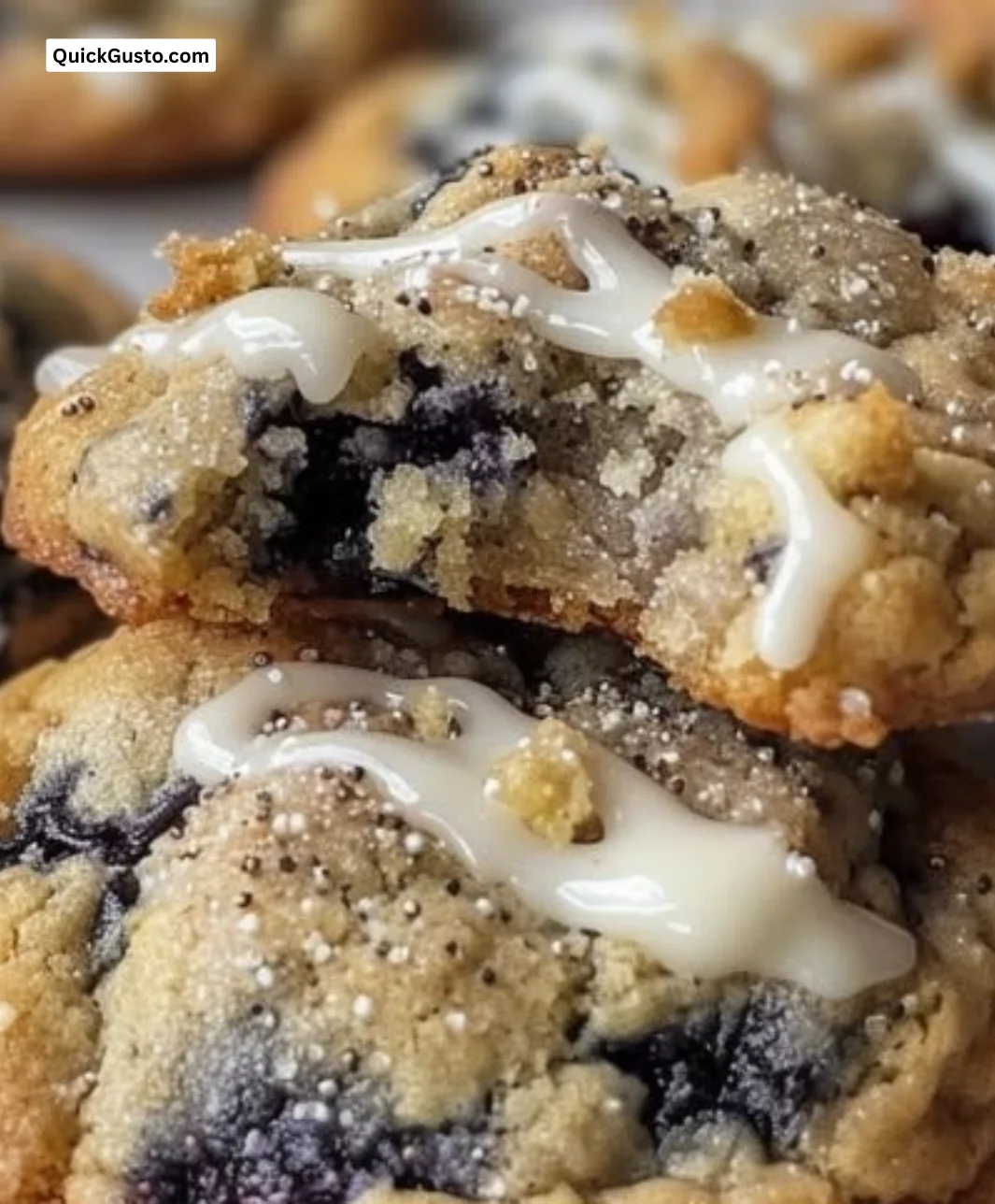 Blueberry Muffin Cookies placed on a white plate with fresh blueberries