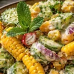 Bright and cooling Mexican cucumber salad with fresh vegetables and herbs
