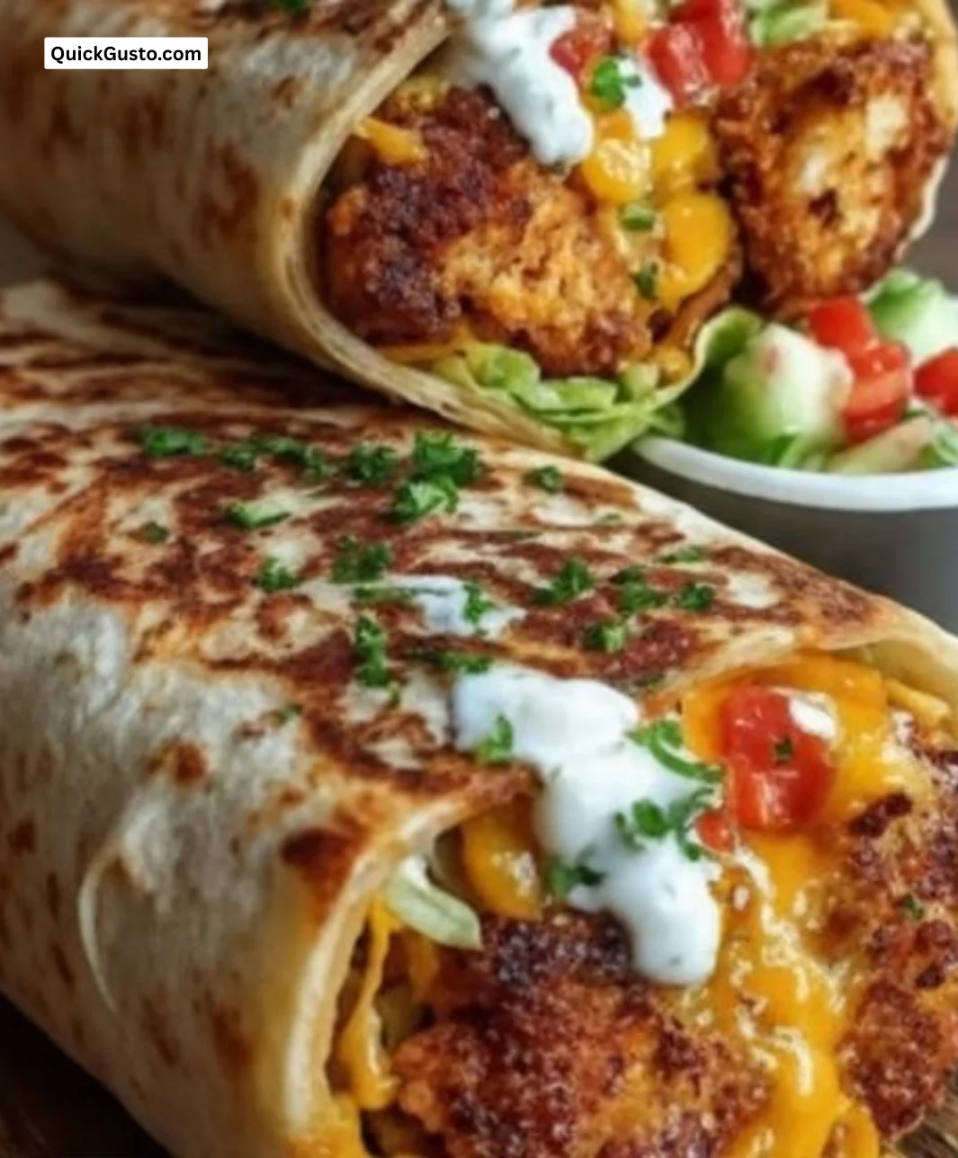 Buffalo Cauliflower Wrap filled with spicy cauliflower and fresh vegetables