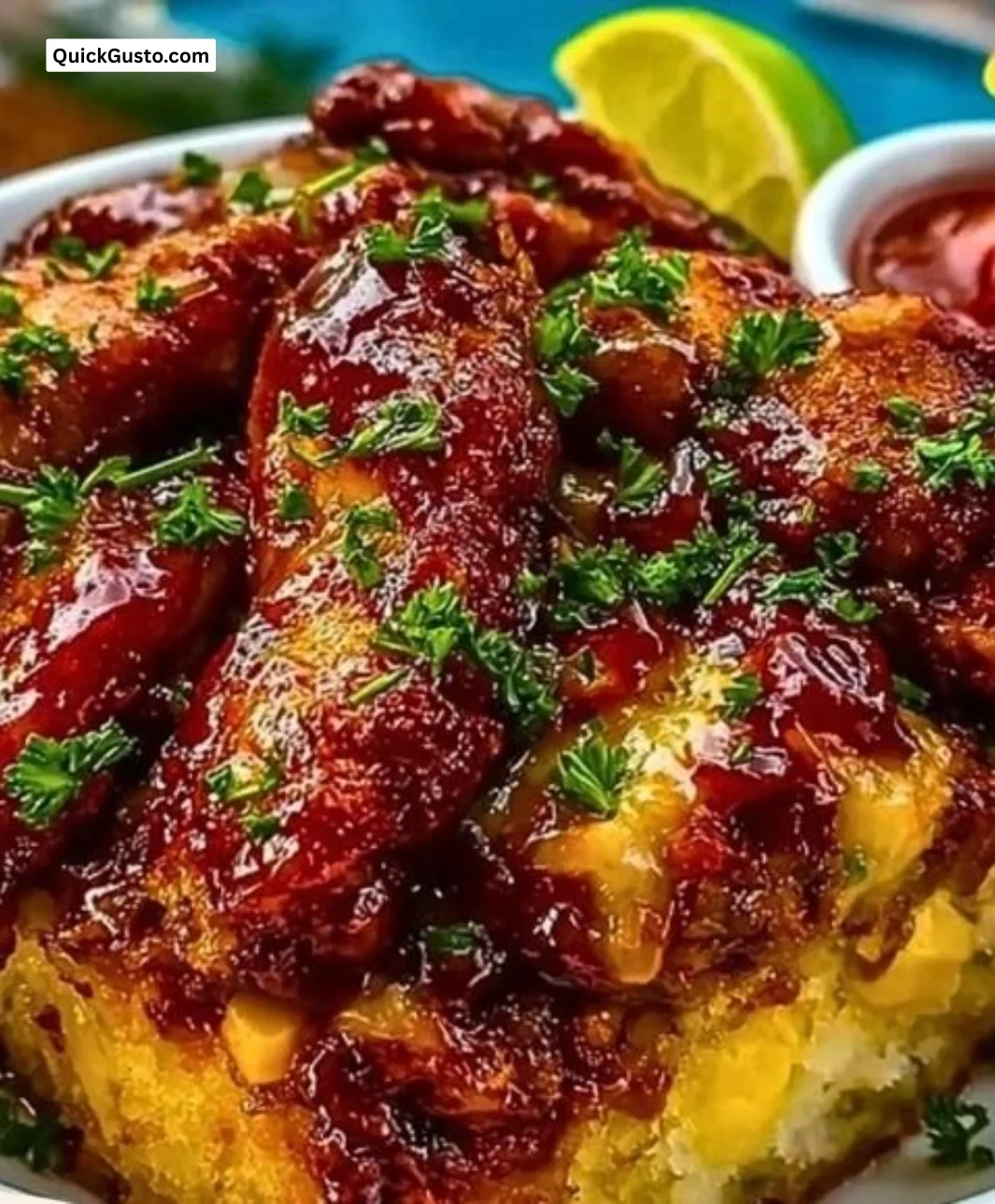 Plate of Cheesy Garlic Butter Steak with Rigatoni in Four-Cheese Sauce