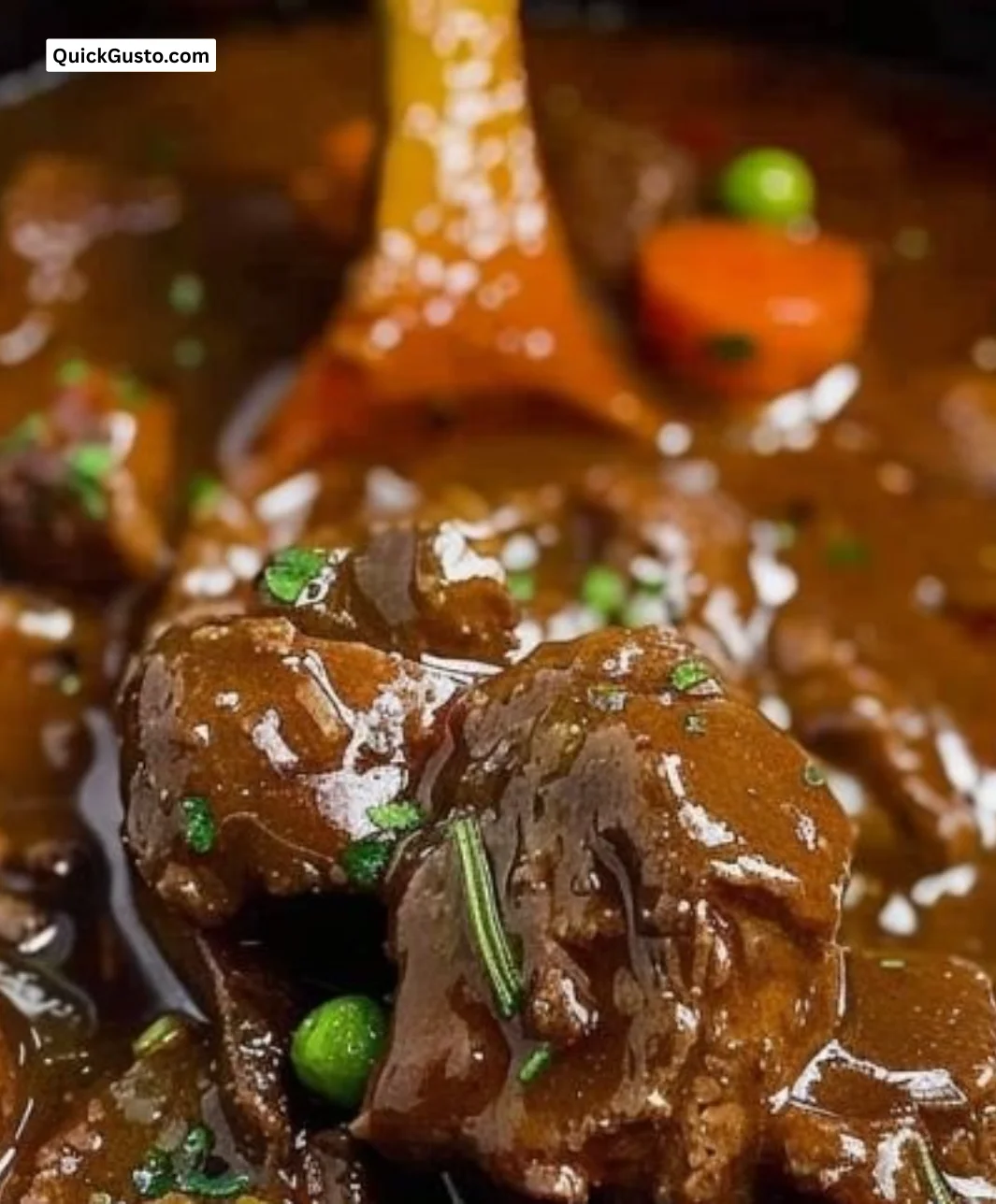 A bowl of classic beef stew with tender meat and vibrant vegetables