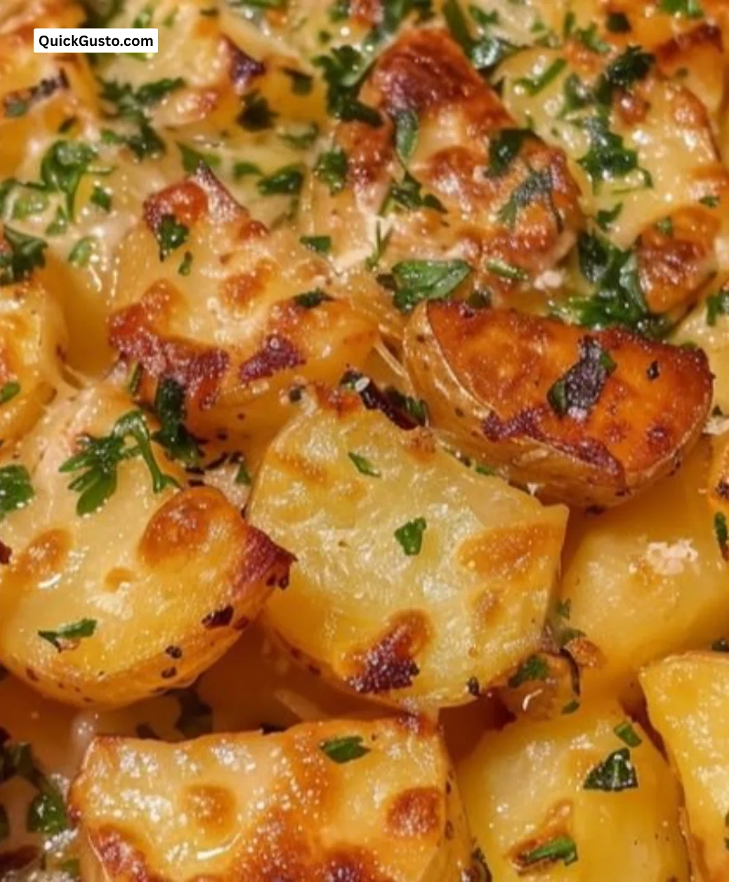 Delicious classic Delmonico potatoes served as a flavorful side dish.