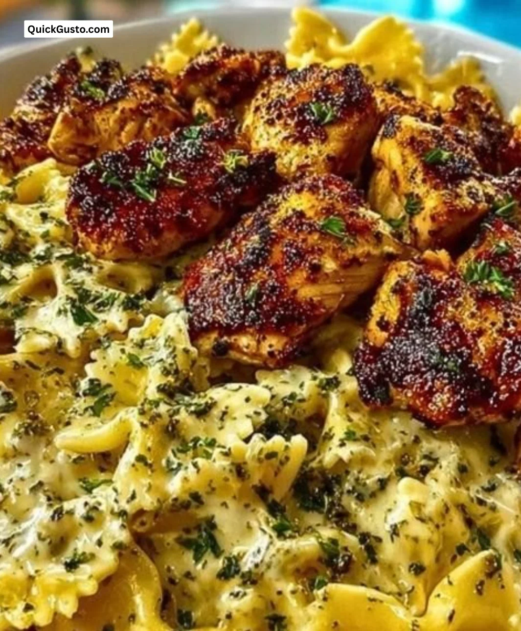 Creamy Chicken Velveeta Bowtie Pasta with Mozzarella Garlic Sauce