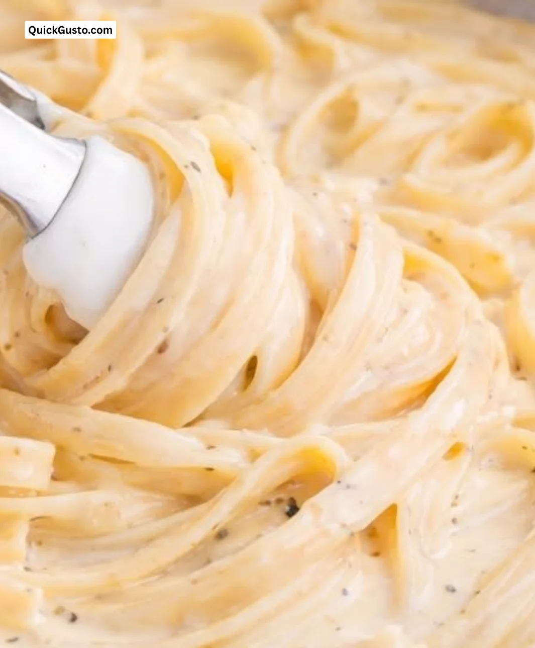 Homemade creamy Alfredo sauce ready to serve over pasta.