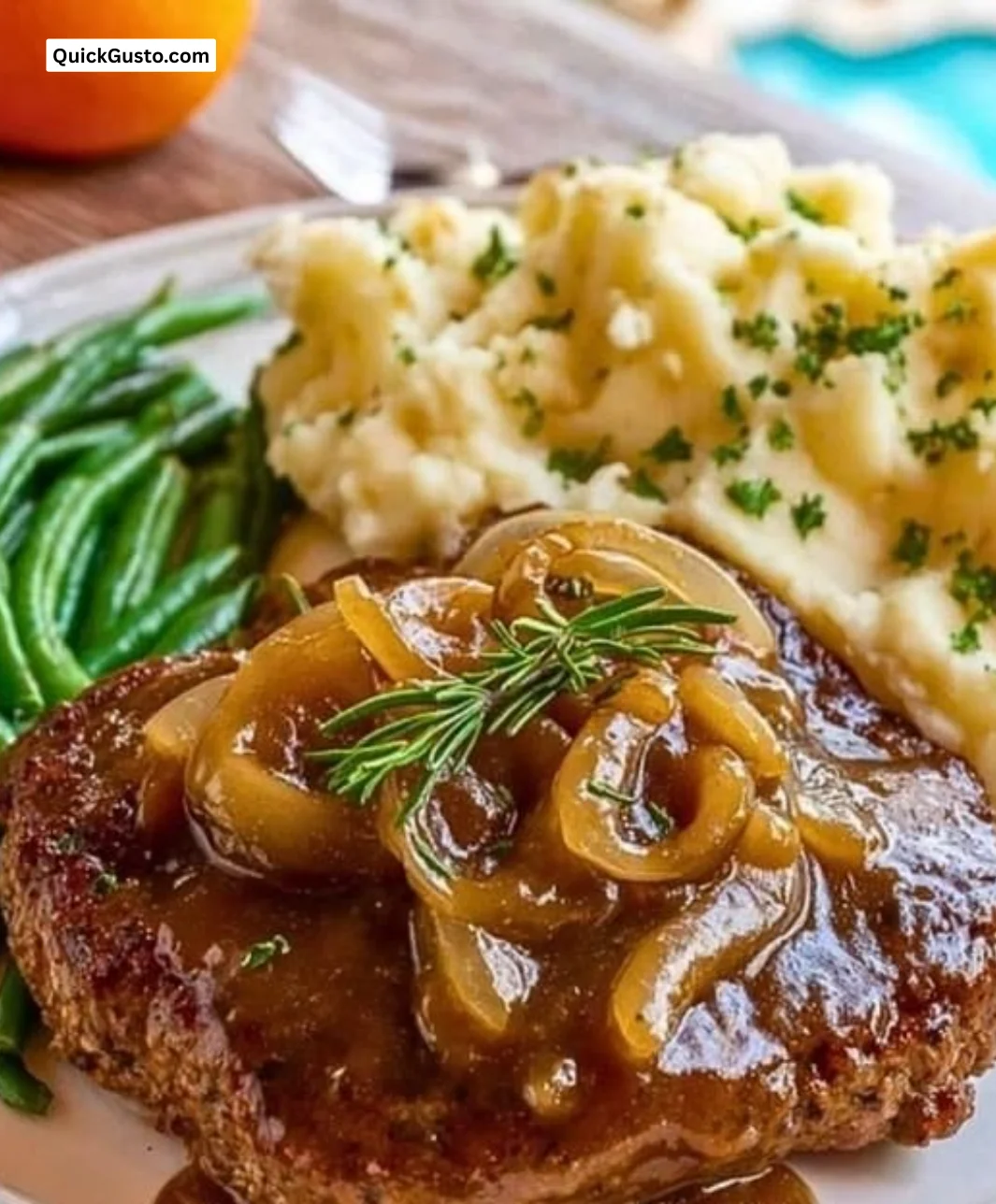 Deliciously cooked Crock Pot cube steak served with gravy and vegetables.