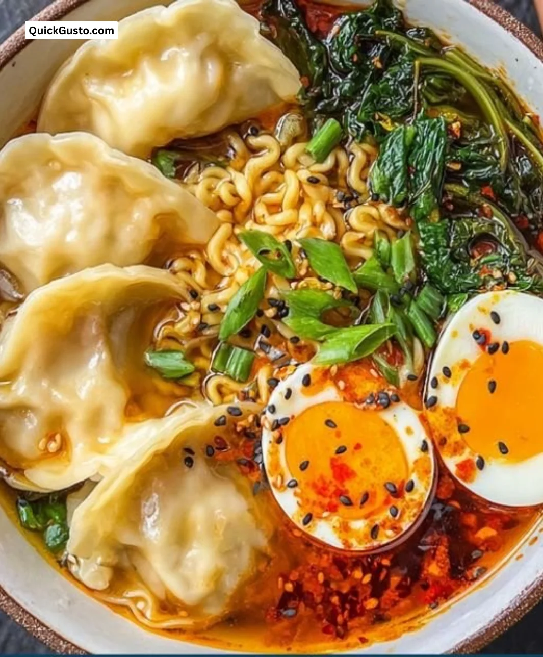 Delicious Dumpling Ramen Bowl with rich broth and fresh dumplings