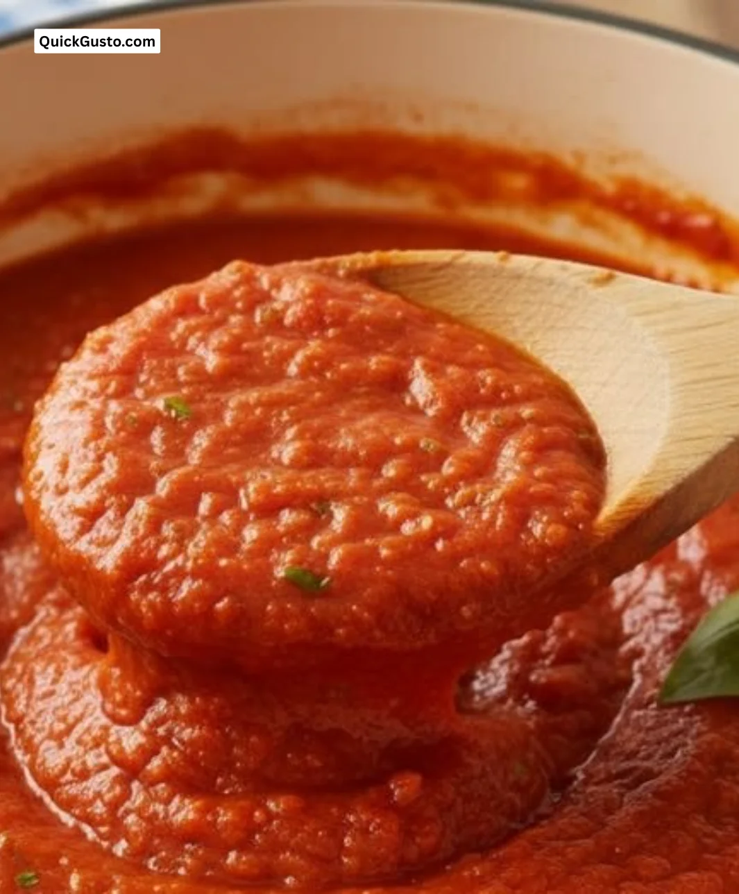 Homemade flavorful pizza sauce made from ripe tomatoes and spices