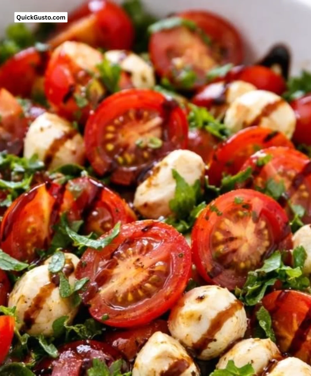 Fresh Caprese Salad Bowl with basil, mozzarella, and tomatoes