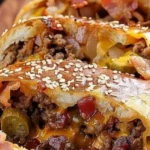 Freshly baked Garbage Bread loaded with flavorful leftovers and herbs