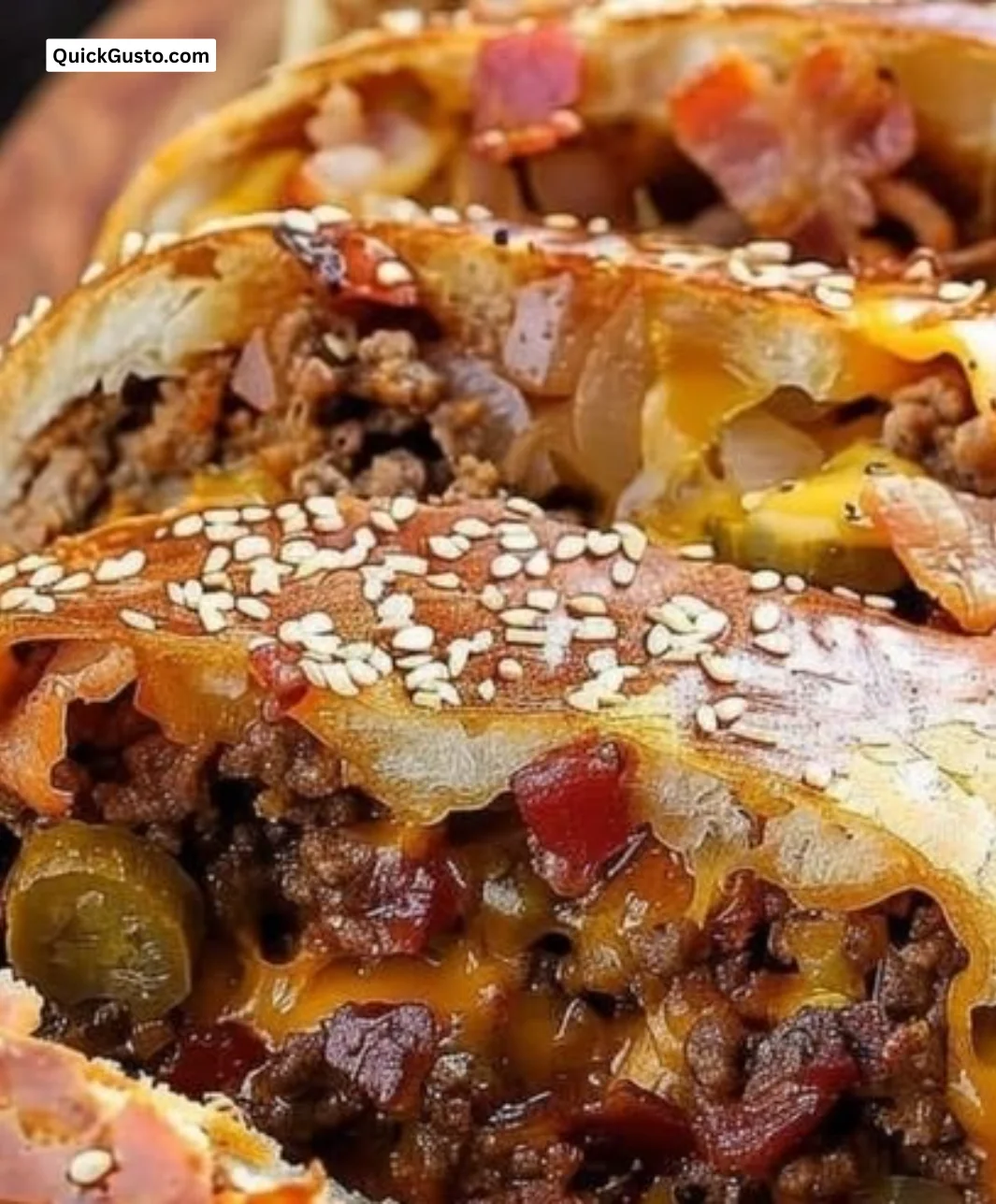 Freshly baked Garbage Bread loaded with flavorful leftovers and herbs