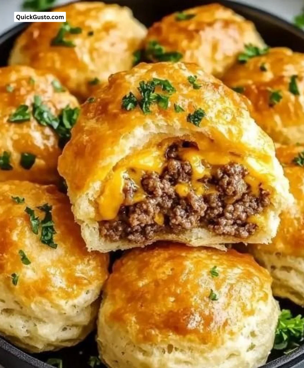 Delicious Garlic Parmesan Cheeseburger Bombs ready to be served