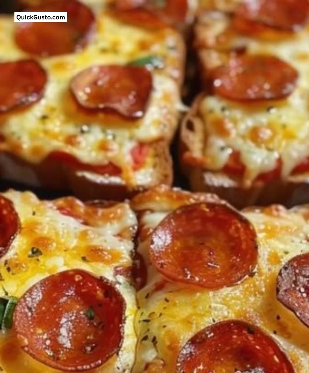 Delicious garlic toast pizzas served with fresh toppings and herbs.