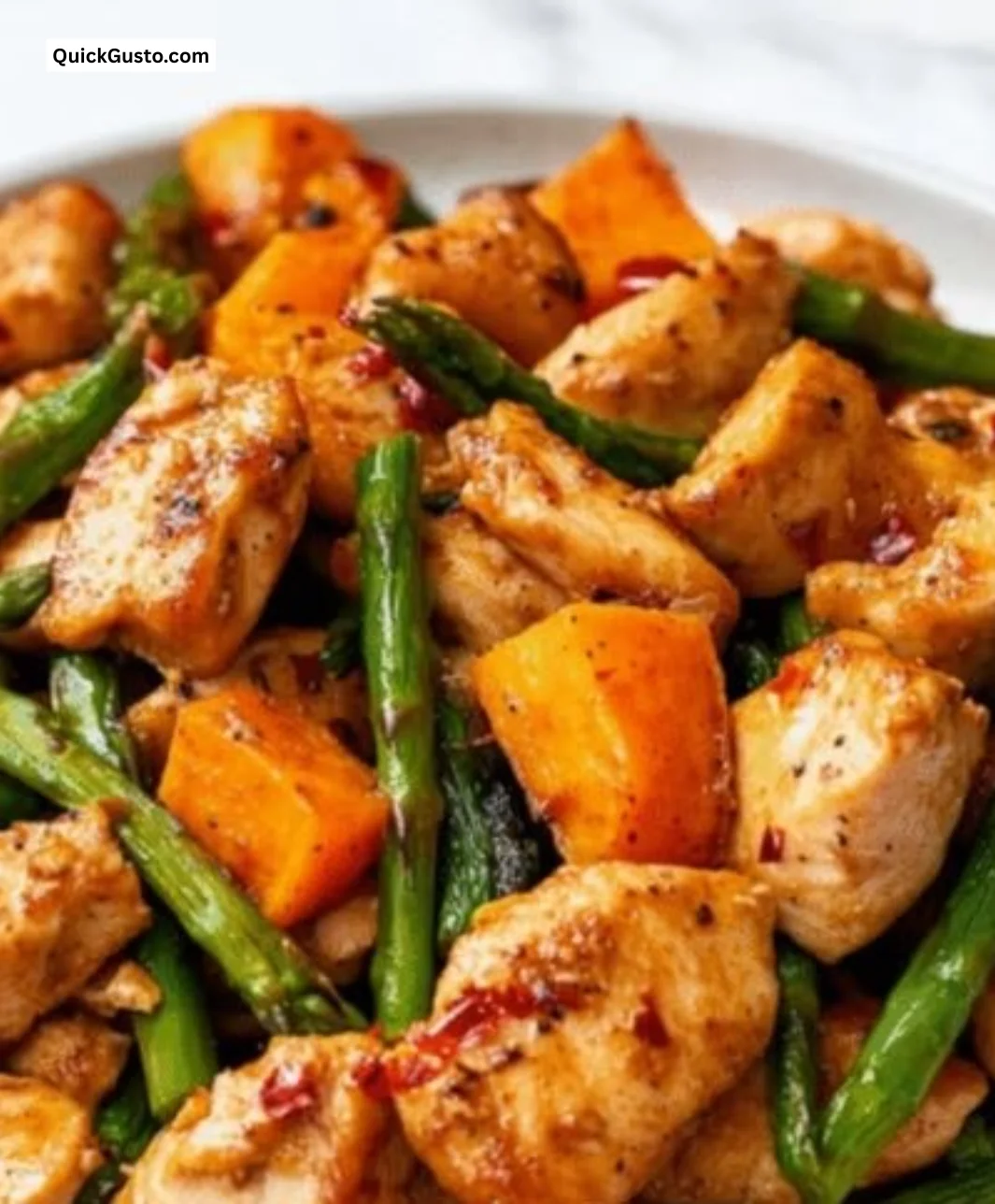 Healthy chicken and sweet potato dish with vegetables for a nutritious meal