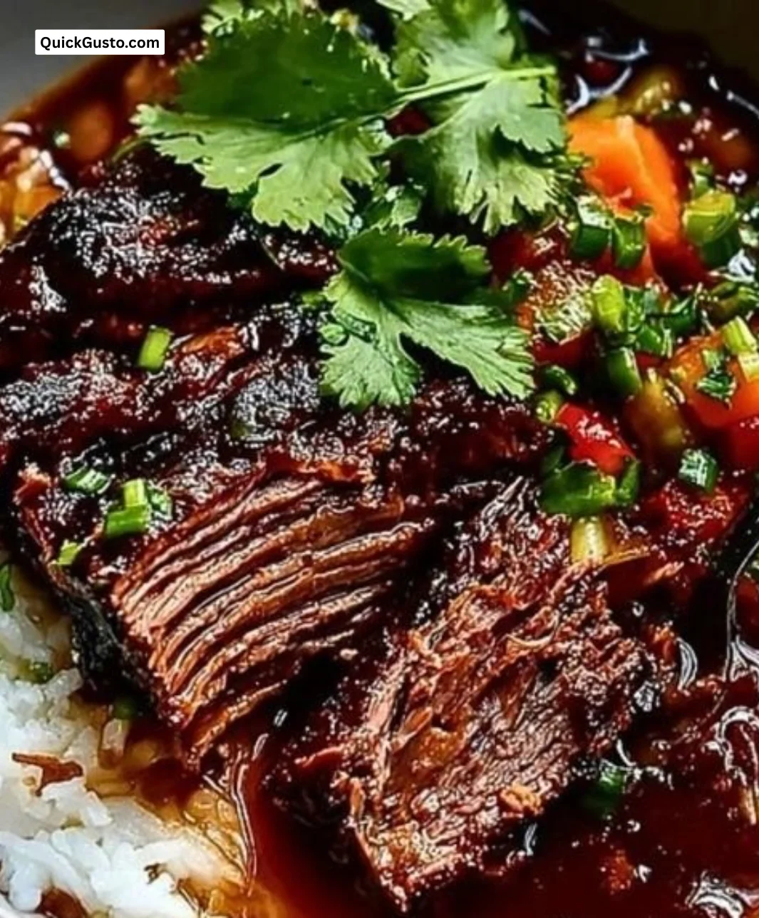Delicious Korean style pot roast served with vegetables and sauce