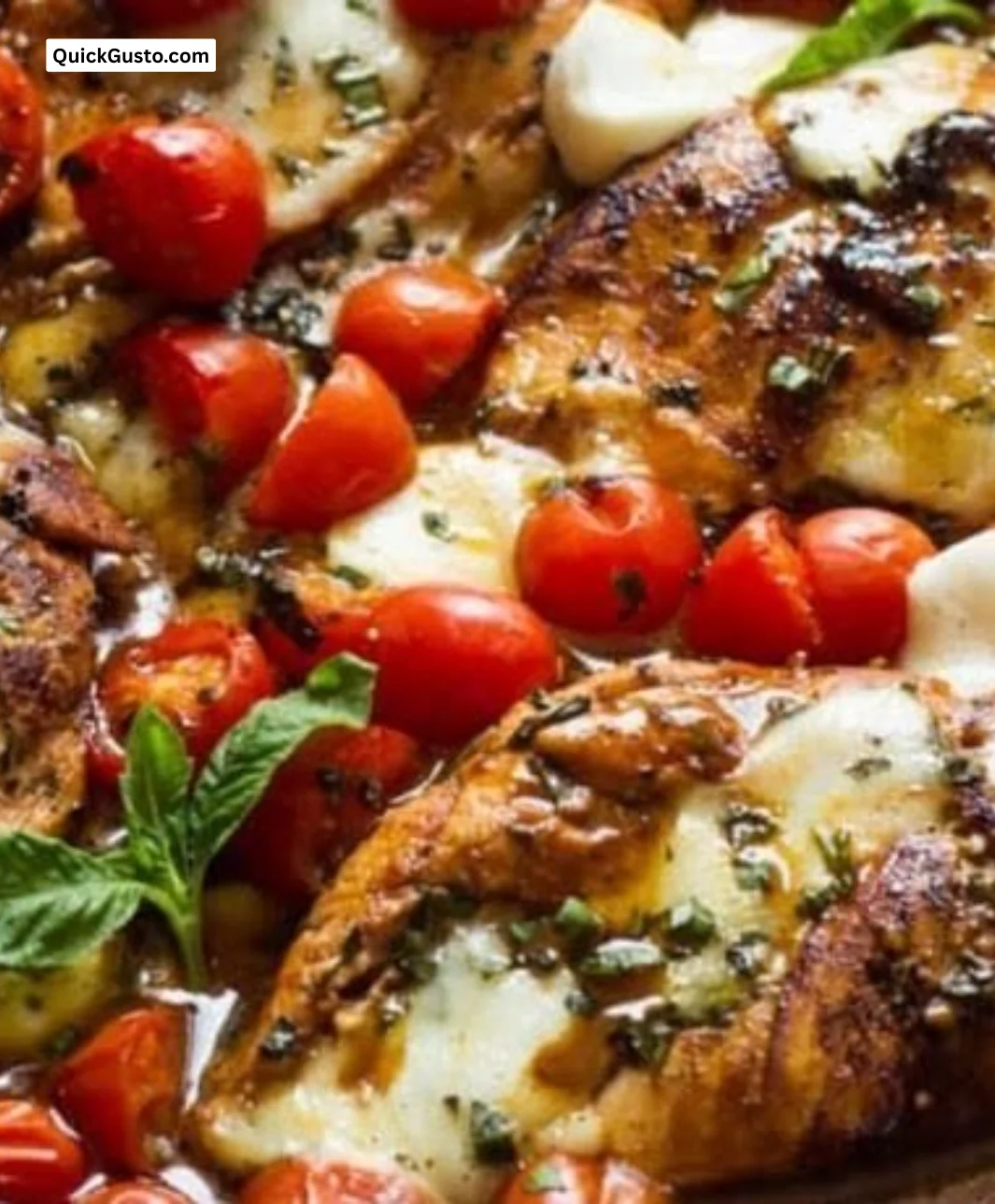 One-Pan Balsamic Chicken with vegetables in a skillet