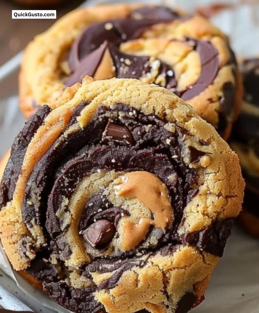Delicious Peanut Butter Brownie Swirl Cookies fresh out of the oven