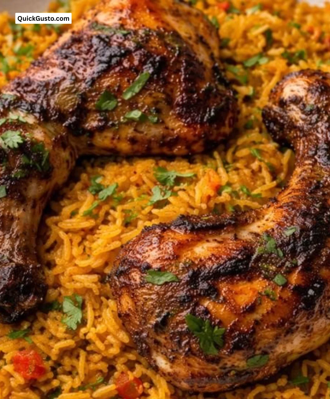 Delicious Peri Peri Chicken served with lemon and spicy seasoning.