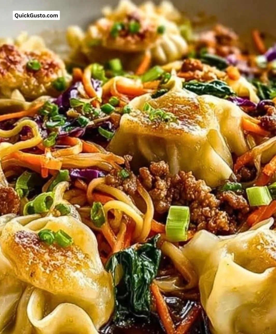 Delicious potsticker noodle bowls with fresh ingredients and vibrant colors.