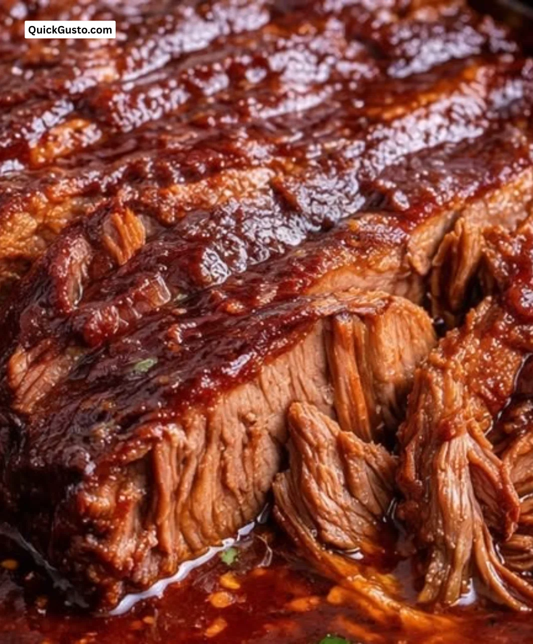 Slow cooker Texas beef brisket dish served with sides and garnishes