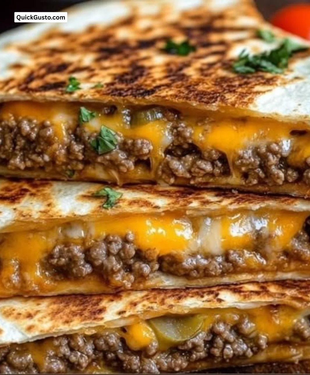 Smashburger Quesadillas with melted cheese and fresh ingredients