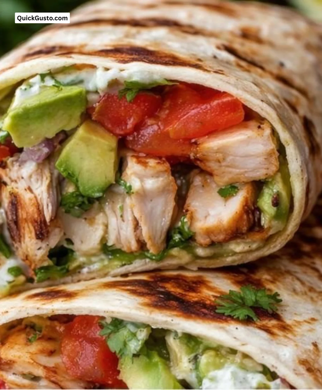Spicy Southwest chicken wraps with avocado on a plate, ready to eat.